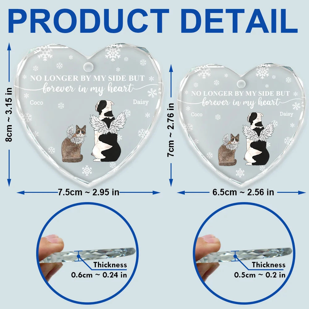 Pet Lovers,Cat Lovers,Dog Lovers,Sad,Memorial - Forever Loved Memorial Dog Cat - Personalized Heart Shaped Glass Ornament