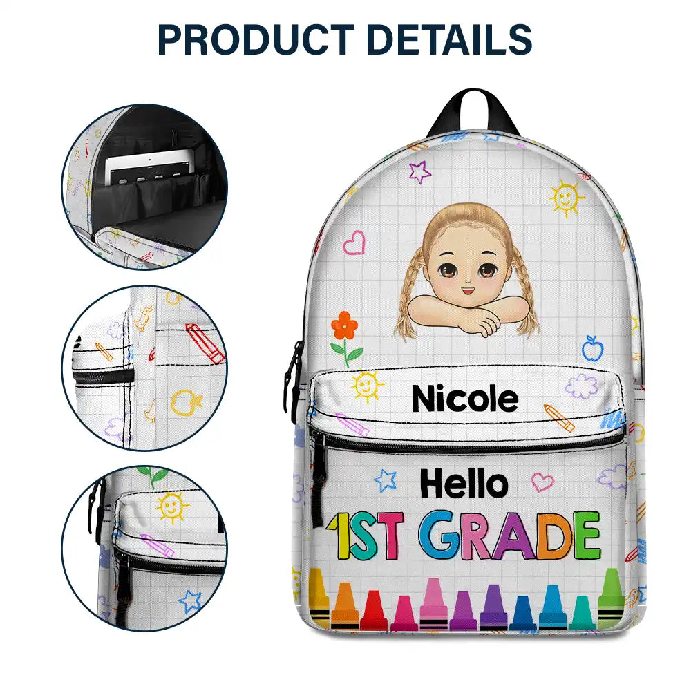Hello School - Personalized Canvas Backpack