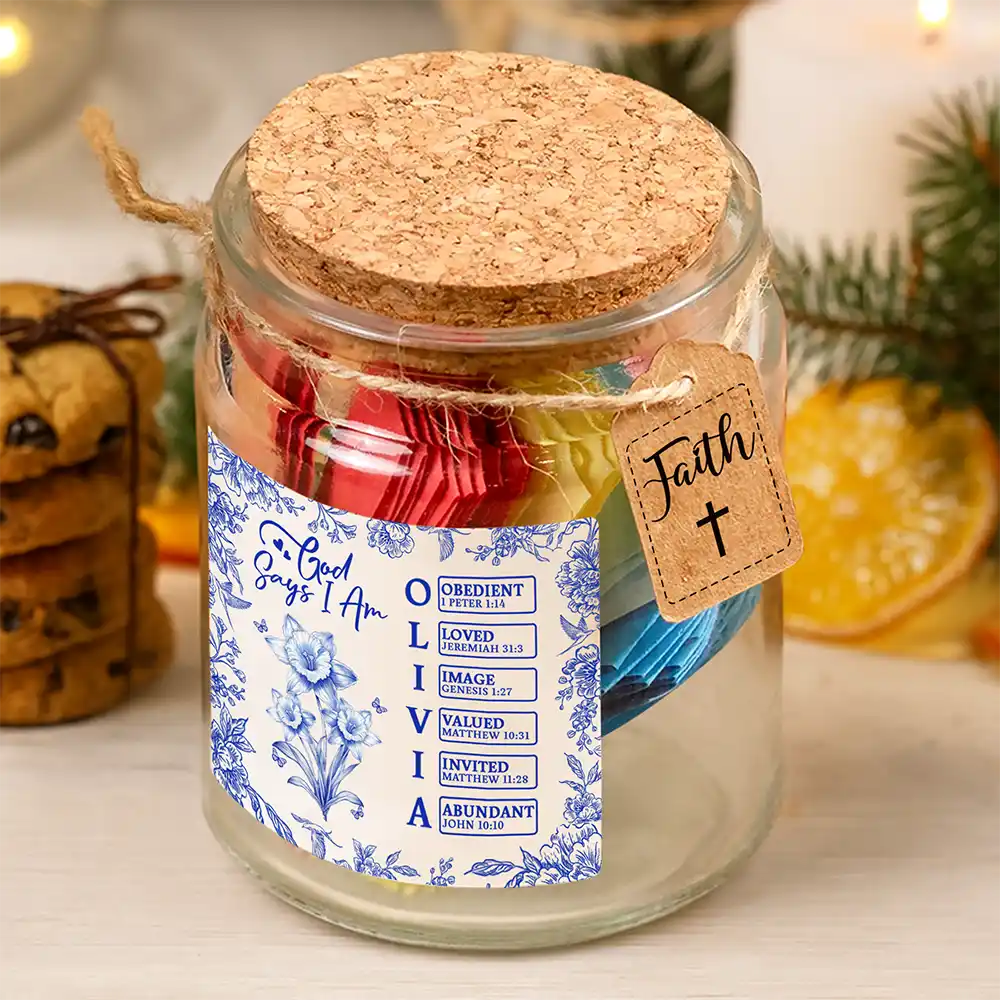 Love,Gift For Yourself,Christian - God Says You Are - Personalized Bible Verse Jar