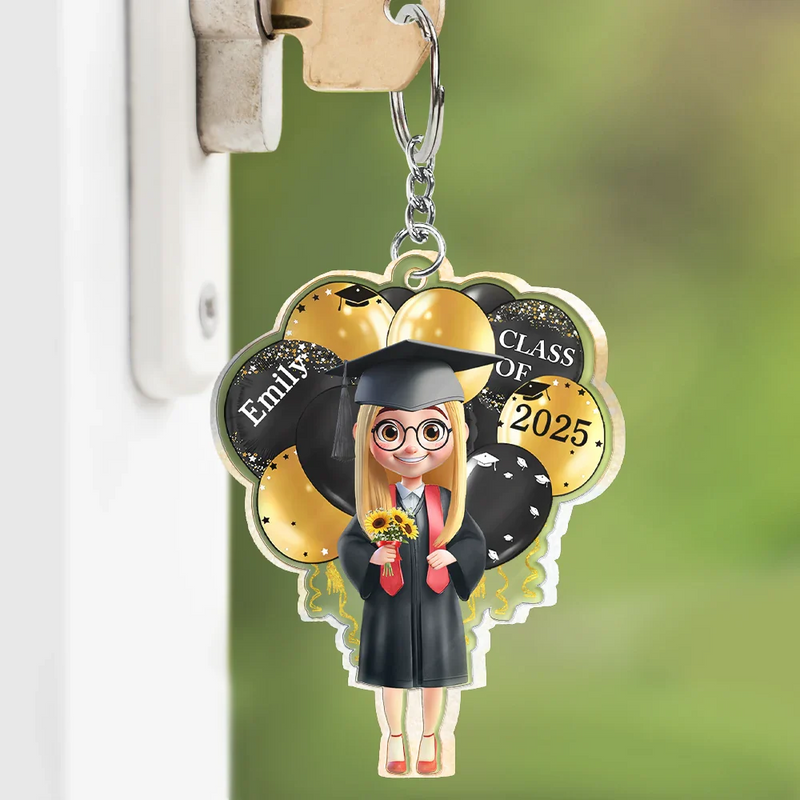 Graduation - Graduation Celebration Balloons Cute 3D Effect - Personalized Acrylic Keychain