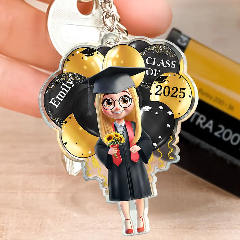 Graduation - Graduation Celebration Balloons Cute 3D Effect - Personalized Acrylic Keychain