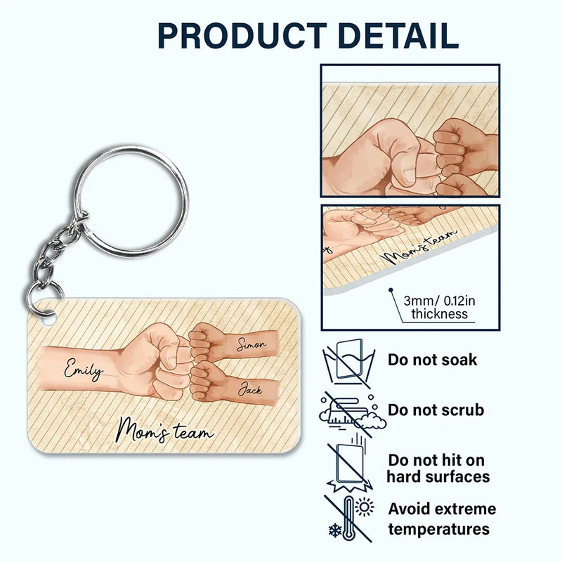 Daddy's Team Hand Punch - Personalized Acrylic Keychain