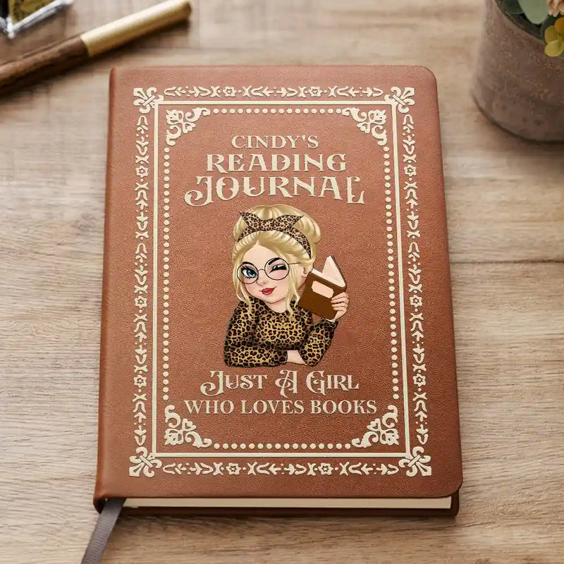 Reading, Gift For Yourself, Gift For Women - A Girl Who Loves Books Reading Journal - Personalized Leather Journal