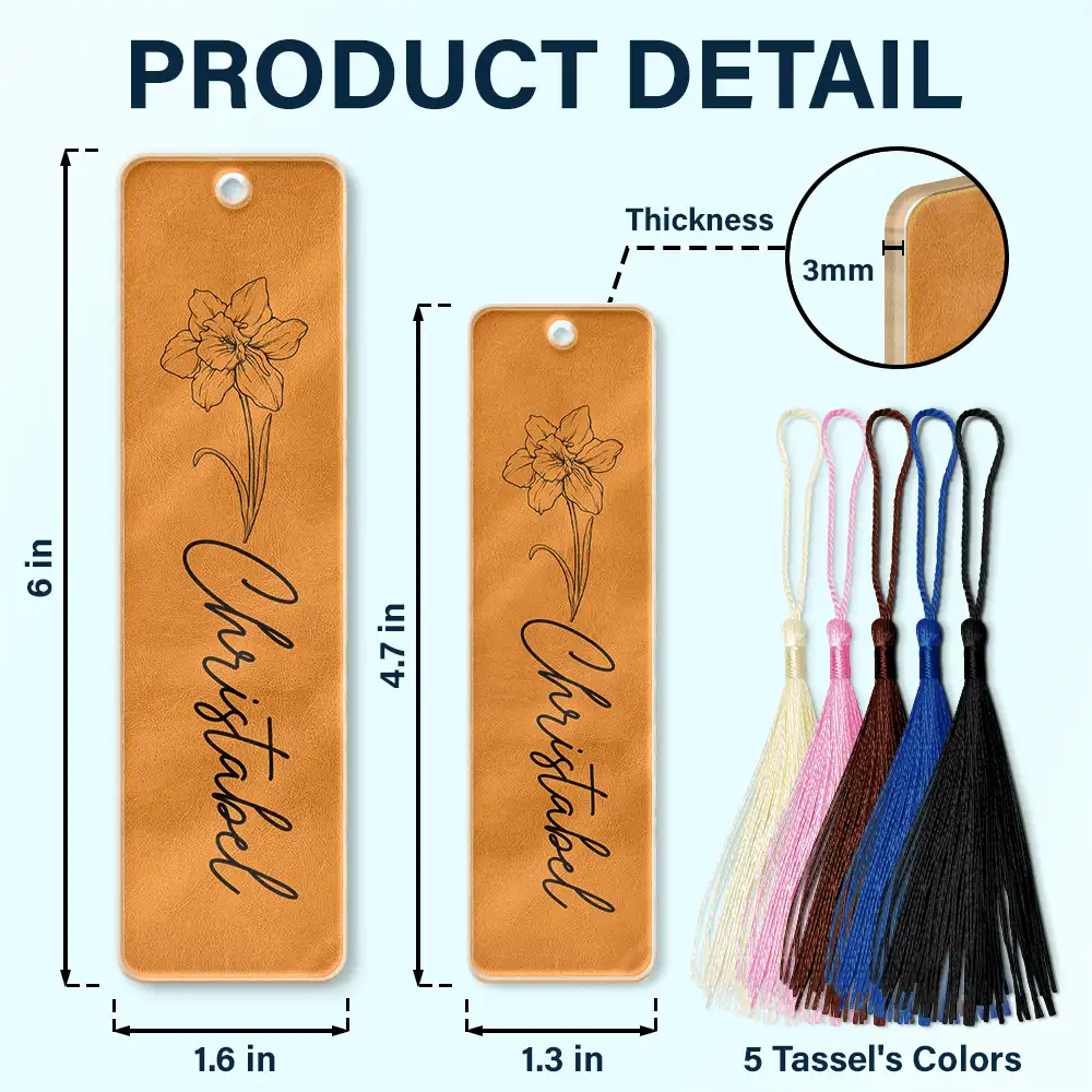 Reading, Gift For Yourself - Flower Birth Month & Name - Personalized Acrylic Bookmark