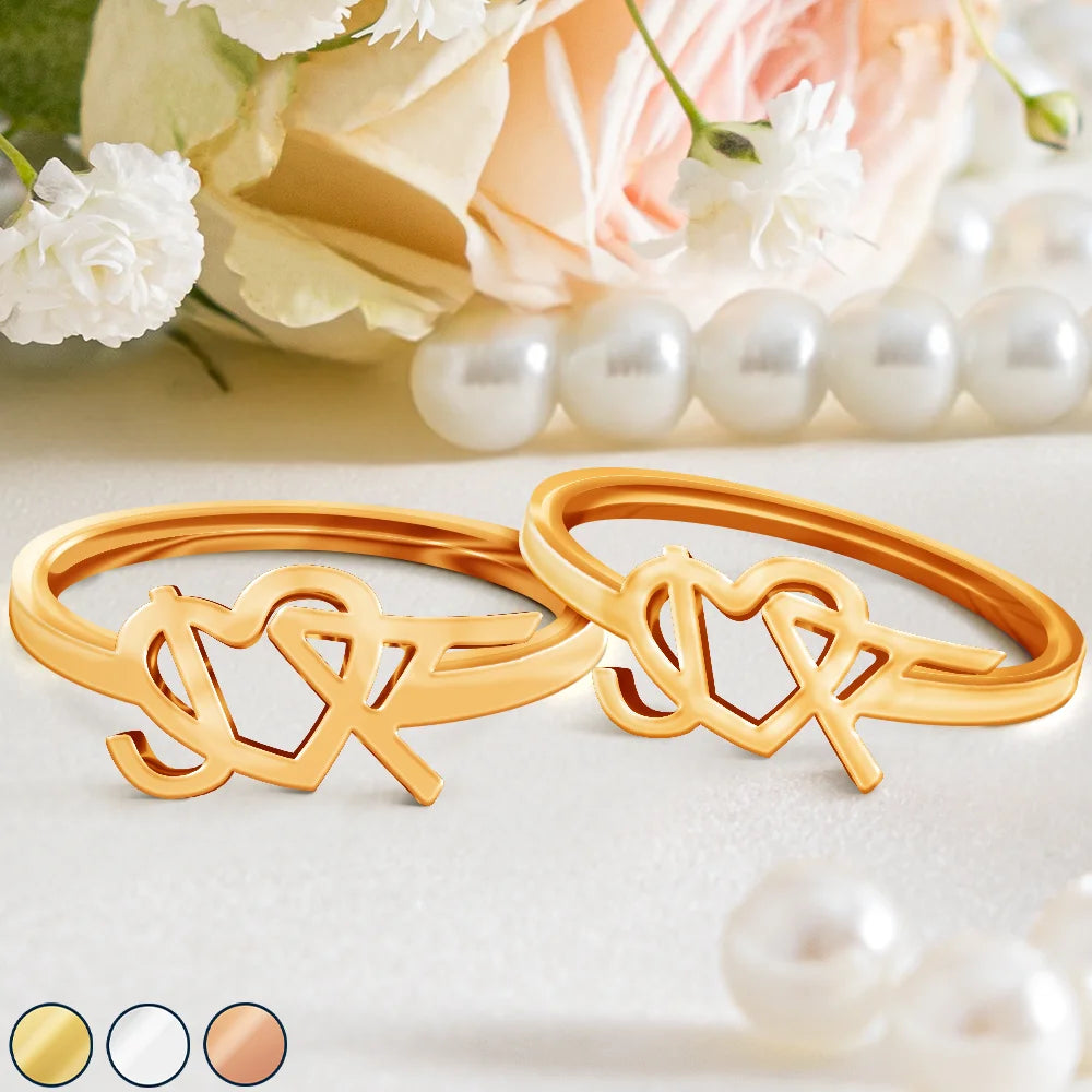 Heart Binding Name Initials - Personalized Custom Shaped Ring