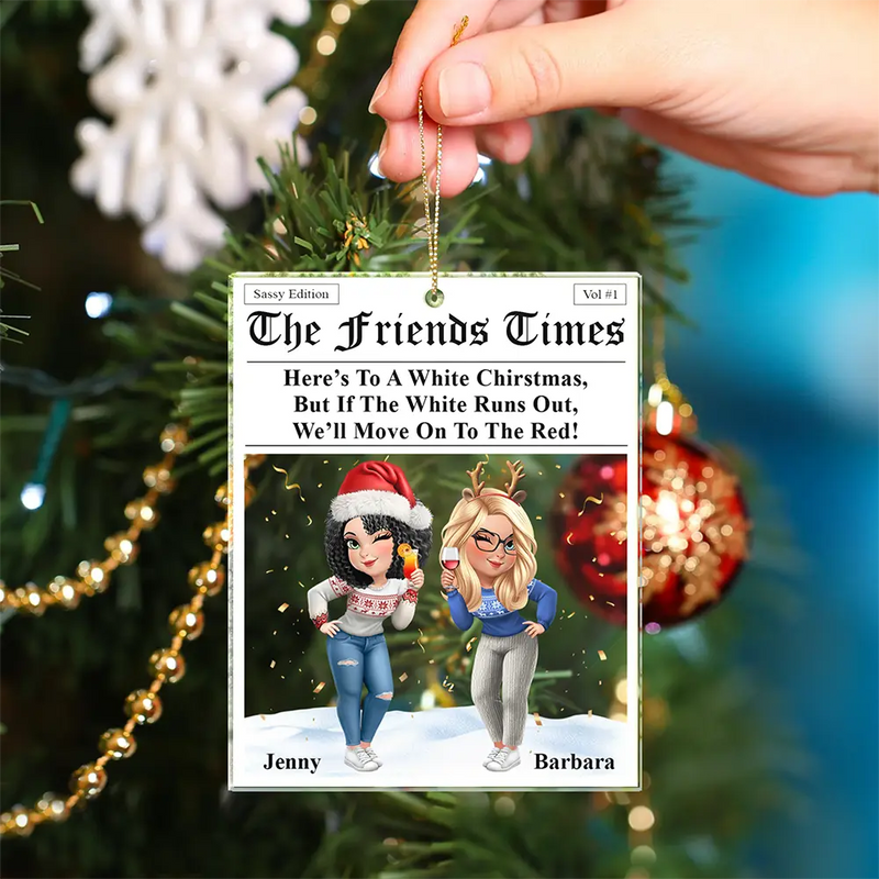 Funny, Gift For Bestie, Christmas - Here's To A White Christmas - Personalized Custom Shaped Acrylic Ornament