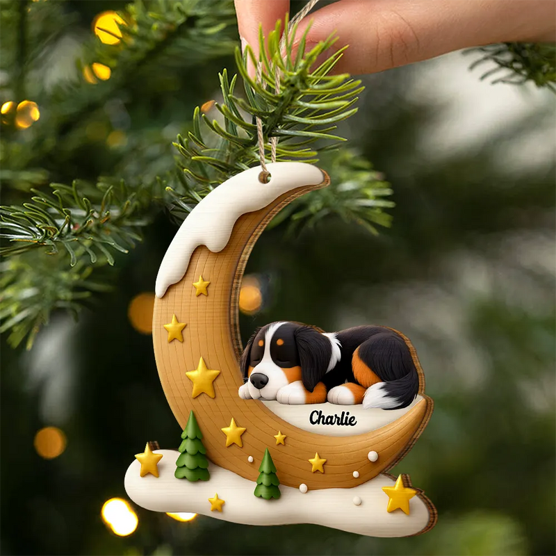 Christmas, Dog Lovers, Memorial, Sad - The Brightest Star In The Sky Dog Memorial - Personalized Custom Shaped Wooden Ornament