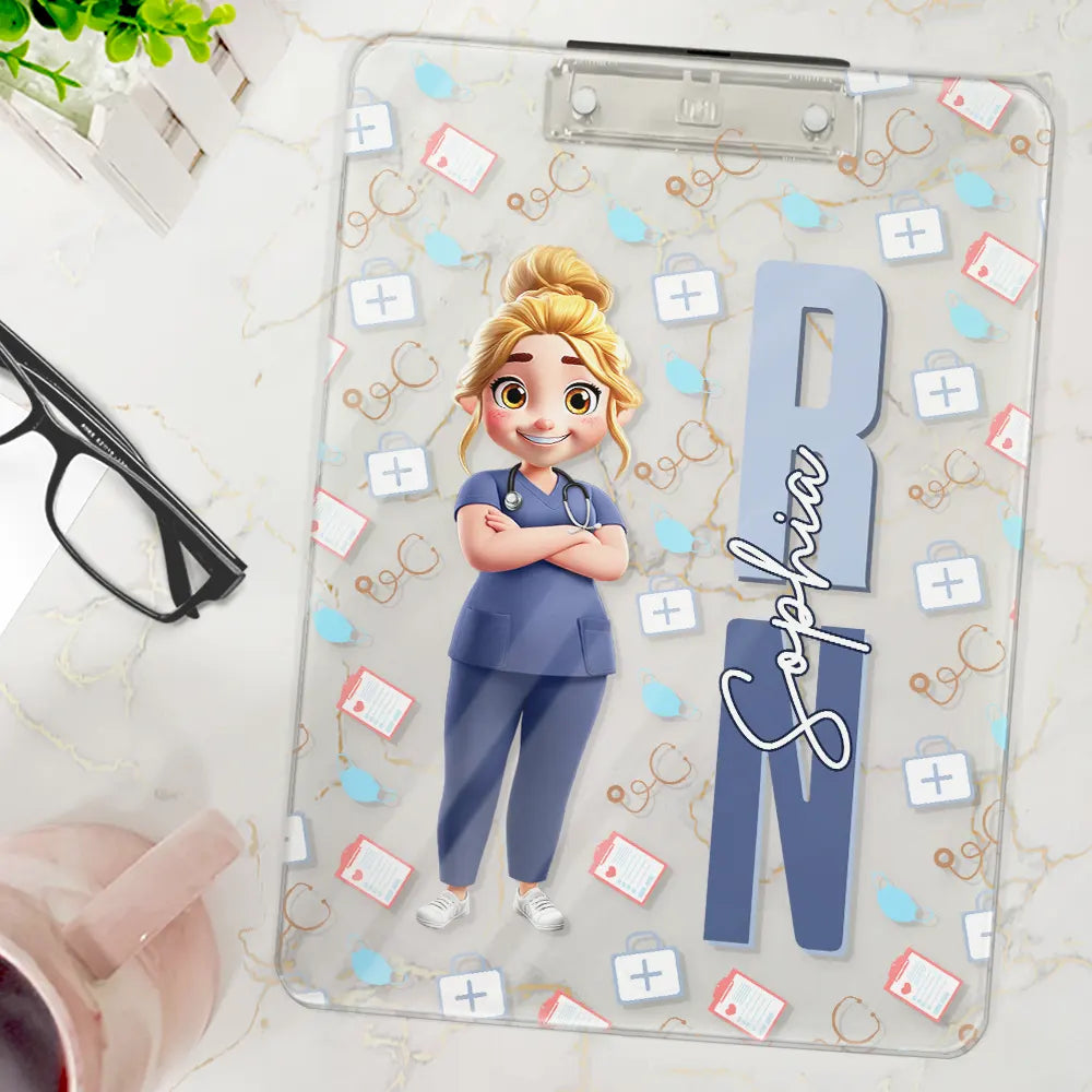 Job Title 3D Effect Nurse - Personalized Acrylic Clipboard