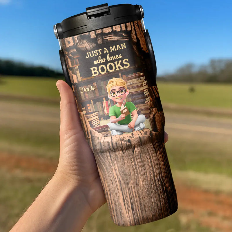 Reading, Gift For Yourself, Gift For Women, Happy - Just A Girl Who Loves Books - Personalized 30oz Tumbler With Handle