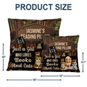 Gift For Yourself,Gift For Women,Gift For Men,Happy,Reading,Pet Lovers,Pet Mom,Pet Dad,Cat Lovers,Cat Mom,Cat Dad - Just A Girl Who Loves Books & Cats - Personalized Pocket Pillow