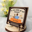 Gift For Couples, Gift For Husband, Gift For Wife, Gift For Boyfriend, Gift For Girlfriend - TV Show Hubby And Wifey - Personalized 2-Layered Wooden Plaque With Stand