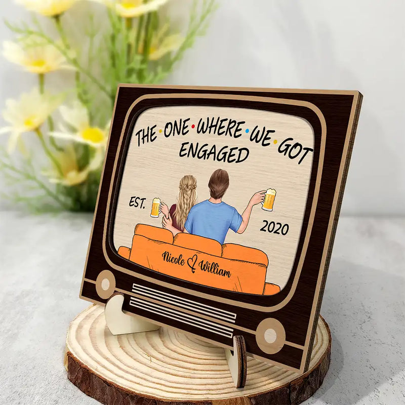 Gift For Couples, Gift For Husband, Gift For Wife, Gift For Boyfriend, Gift For Girlfriend - TV Show Hubby And Wifey - Personalized 2-Layered Wooden Plaque With Stand