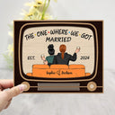 Gift For Couples, Gift For Husband, Gift For Wife, Gift For Boyfriend, Gift For Girlfriend - TV Show Hubby And Wifey - Personalized 2-Layered Wooden Plaque With Stand