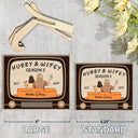 Gift For Couples, Gift For Husband, Gift For Wife, Gift For Boyfriend, Gift For Girlfriend - TV Show Hubby And Wifey - Personalized 2-Layered Wooden Plaque With Stand
