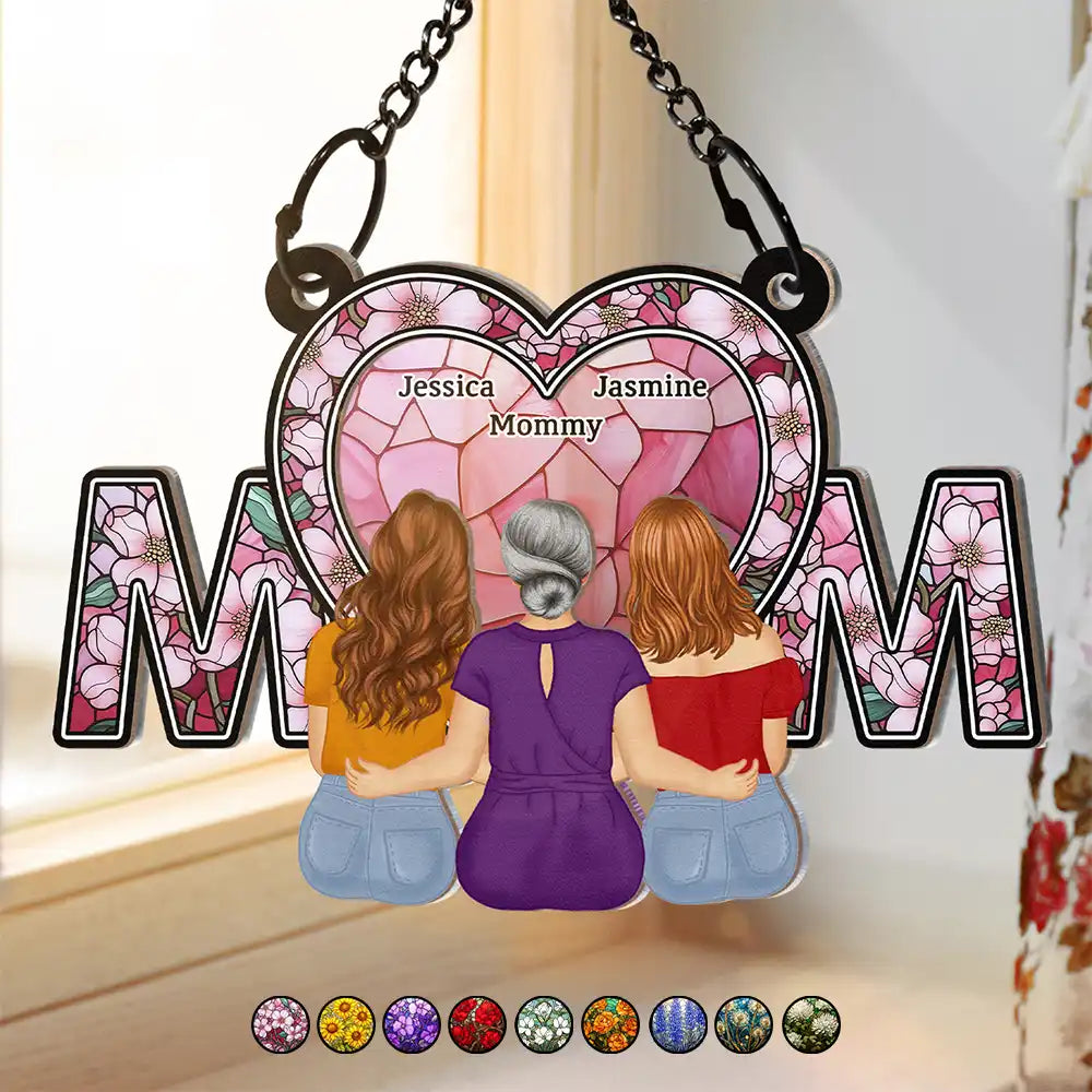 Mom & Daughter Flower - Personalized Window Hanging Suncatcher Ornament