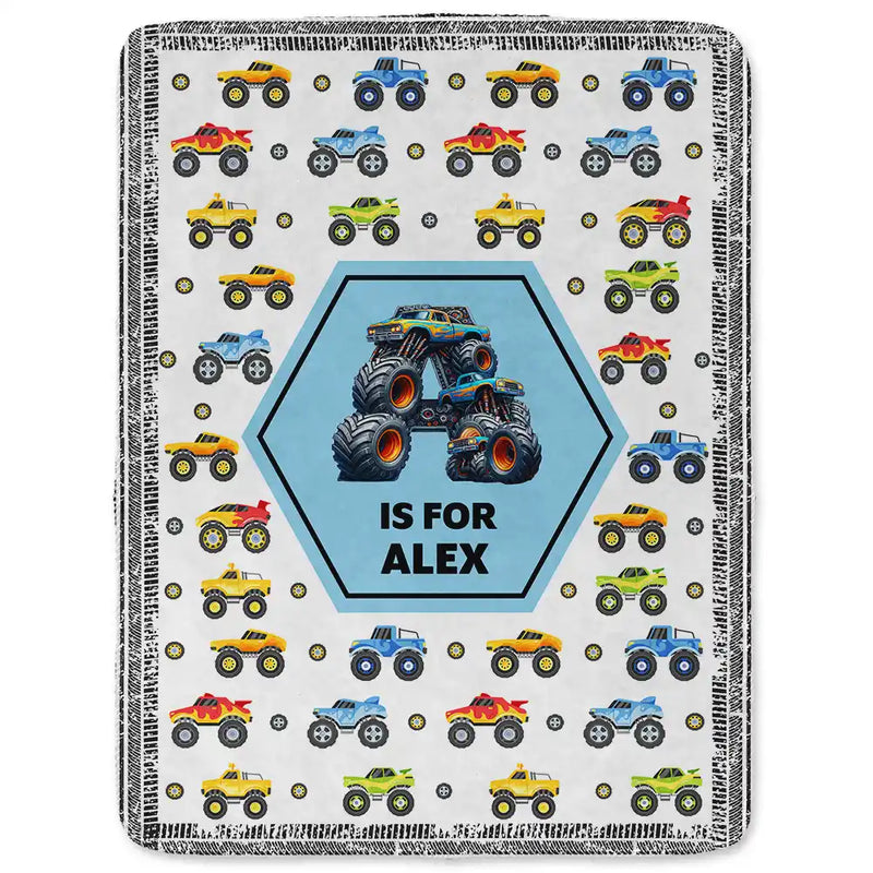 Top Market - Kid Boy Kid Girl Monogram - Personalized Fleece Blanket, Sherpa Blanket