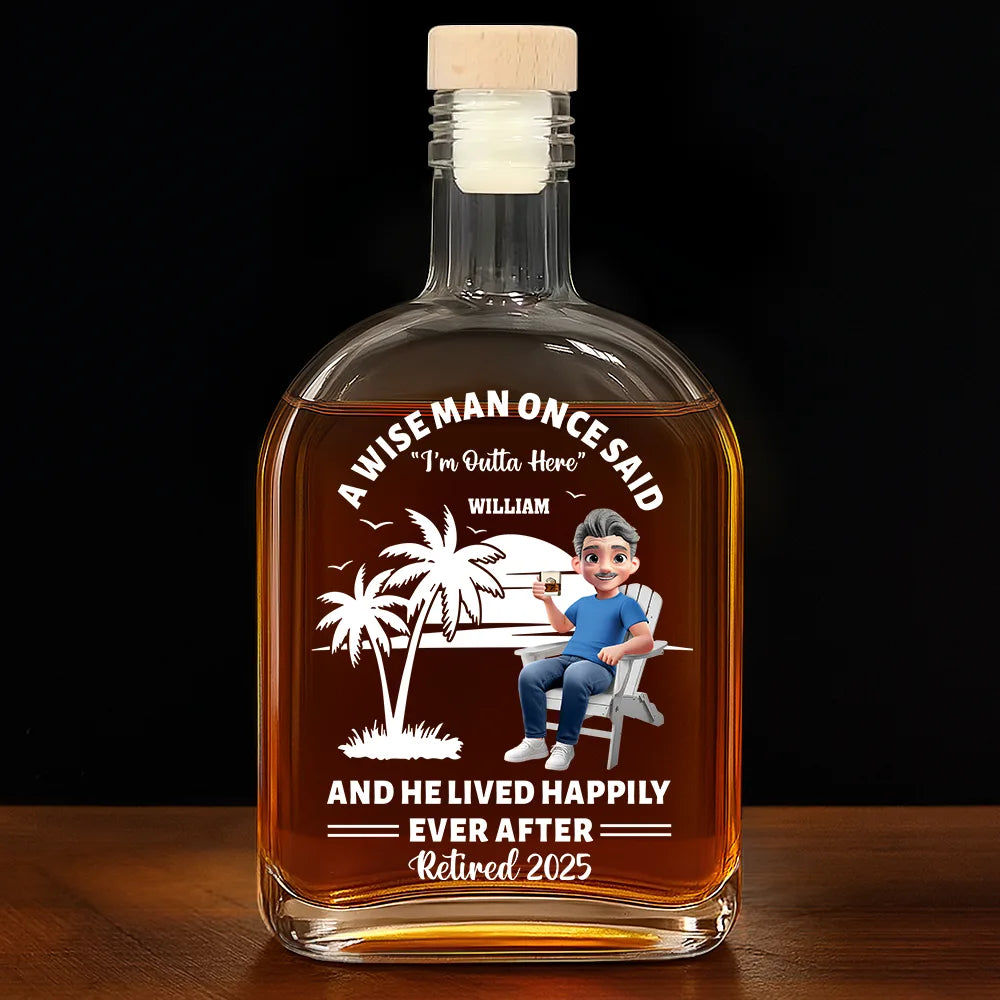 Lived Happily Ever Retired - Personalized Whiskey Bottle