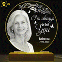 Memorial - Custom Photo Grayscale Memorial Although You Cannot See Me - Personalized 3D Led Light Wooden Base