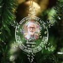 Family,Christmas,Memorial,Sad - Custom Photo My Mind Still Talks To You Memorial - Personalized Snowflakes Shaped Glass Ornament