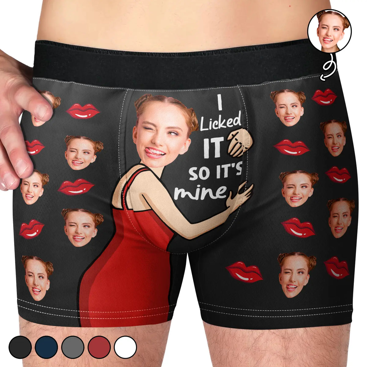 Custom Photo,Gift For Couples,Gift For Husband,Gift For Boyfriend,Funny - Custom Photo Funny I Licked It - Personalized Men's Boxer Briefs