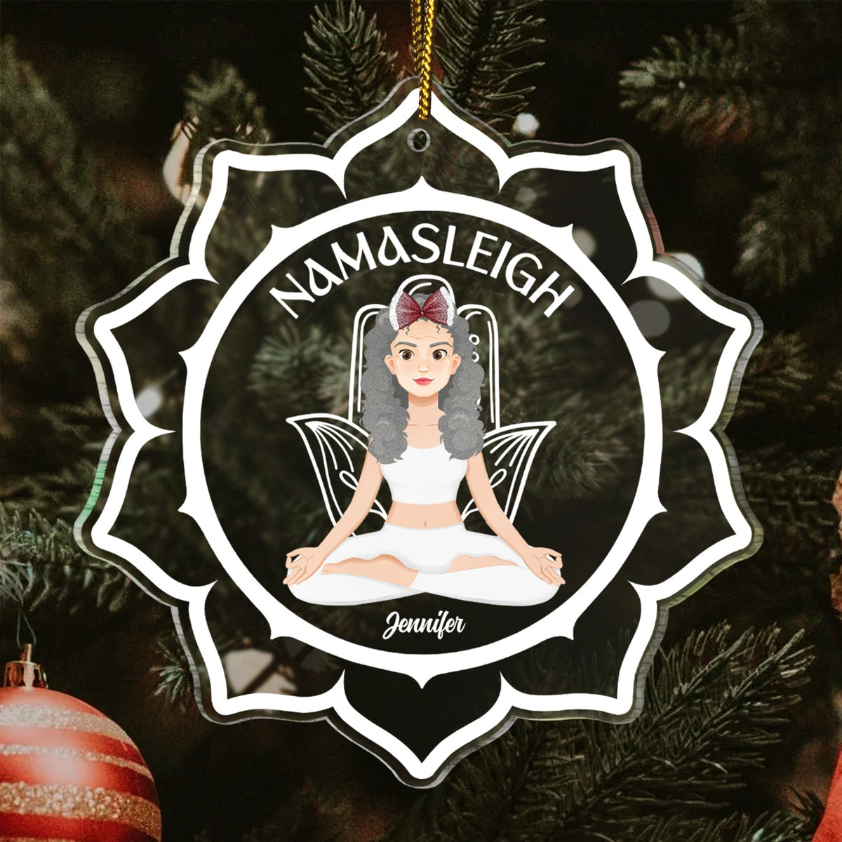 Namasleigh - Christmas Gift For Yoga Lovers - Personalized Custom Shaped Acrylic Ornament