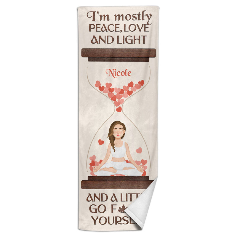 Mostly Peace, Love And Light - Gift For Yoga Lovers - Personalized Yoga Towel