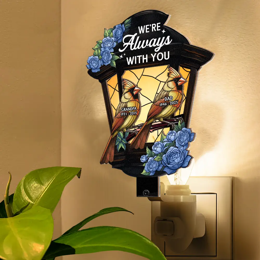 Memorial,Sad,Gift For Yourself,Gift For Daughter,Gift For Son - Memorial Cardinal Lantern - Personalized Plug-in Night Light
