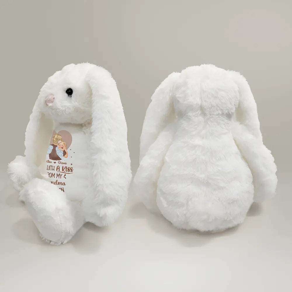 Memorial,Pregnant Mom,New Mom,New Dad,New baby,Parents - Memorial Sent With A Kiss From My Great Grandma In Heaven - Personalized Soft Toy Bunny