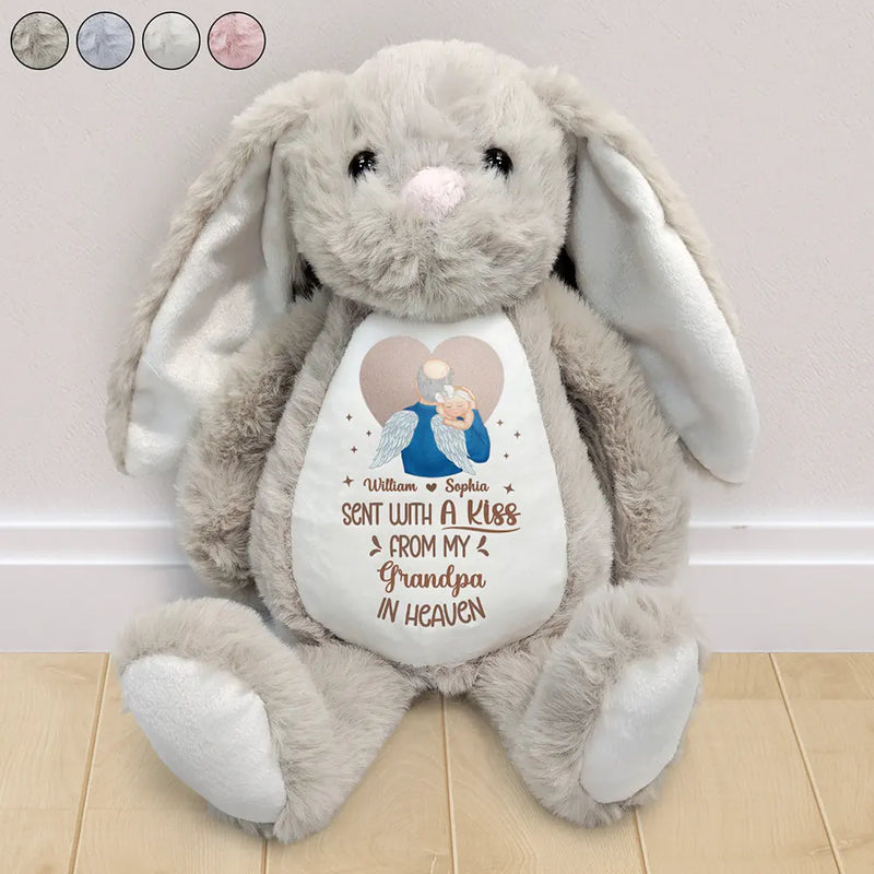 Memorial,Pregnant Mom,New Mom,New Dad,New baby,Parents - Memorial Sent With A Kiss From My Great Grandma In Heaven - Personalized Soft Toy Bunny
