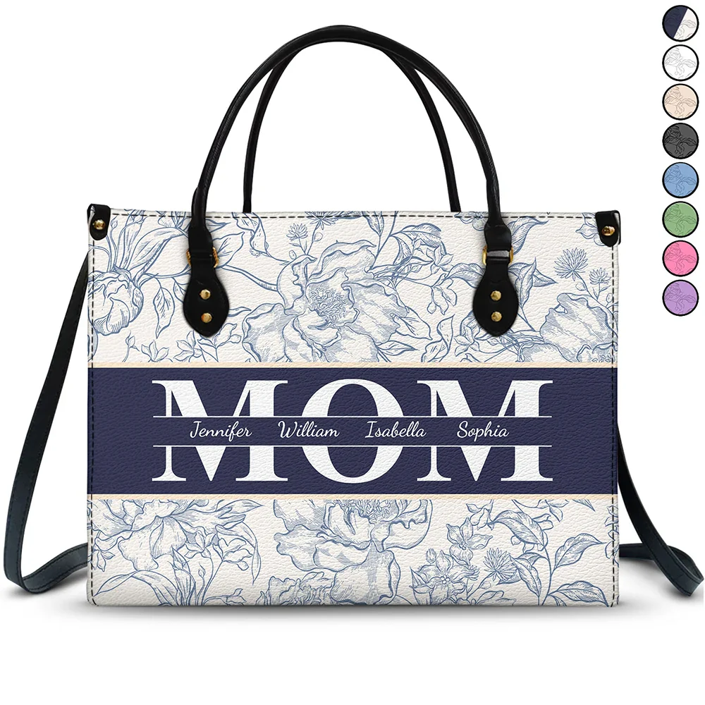 Mom Floral Design Trendy Bag - Personalized Leather Bag