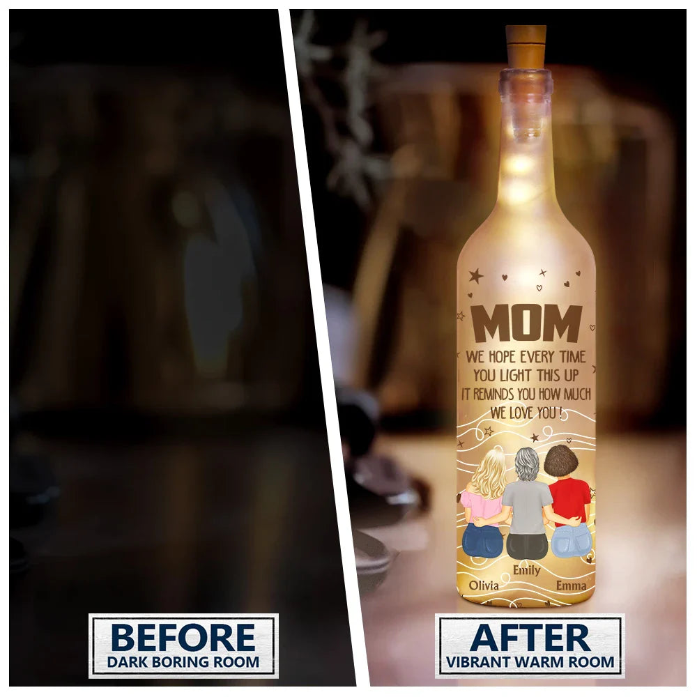 Gift For Mother,Mom,Daughters - Mother Daughter Hope Every Time You Light This Up - Personalized Bottle Light