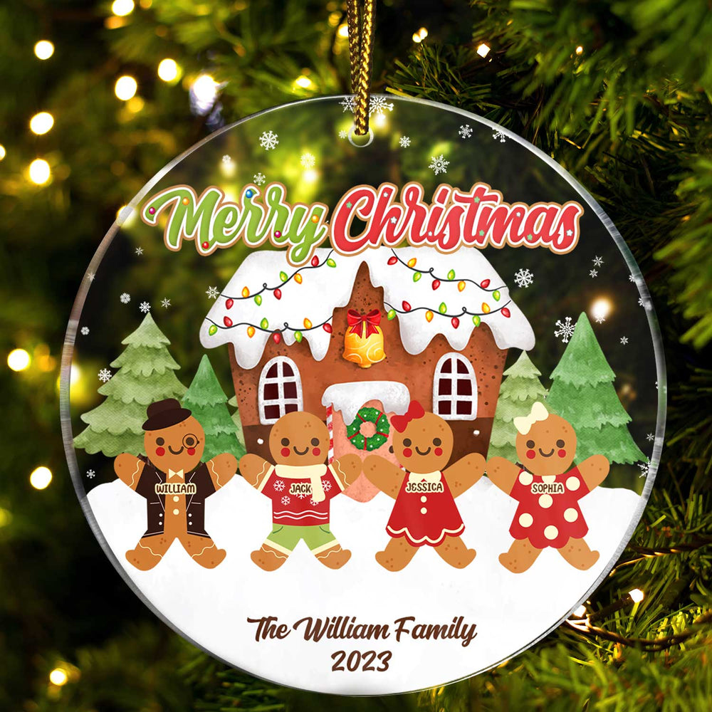 Gingerbread Cookies Family - Christmas Gift For Family - Personalized Circle Acrylic Ornament
