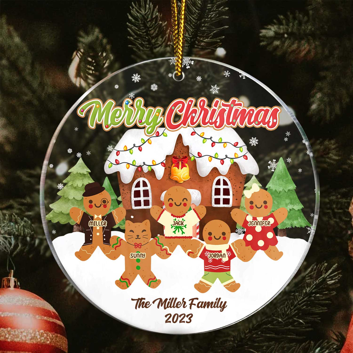 Gingerbread Cookies Family - Christmas Gift For Family - Personalized Circle Acrylic Ornament