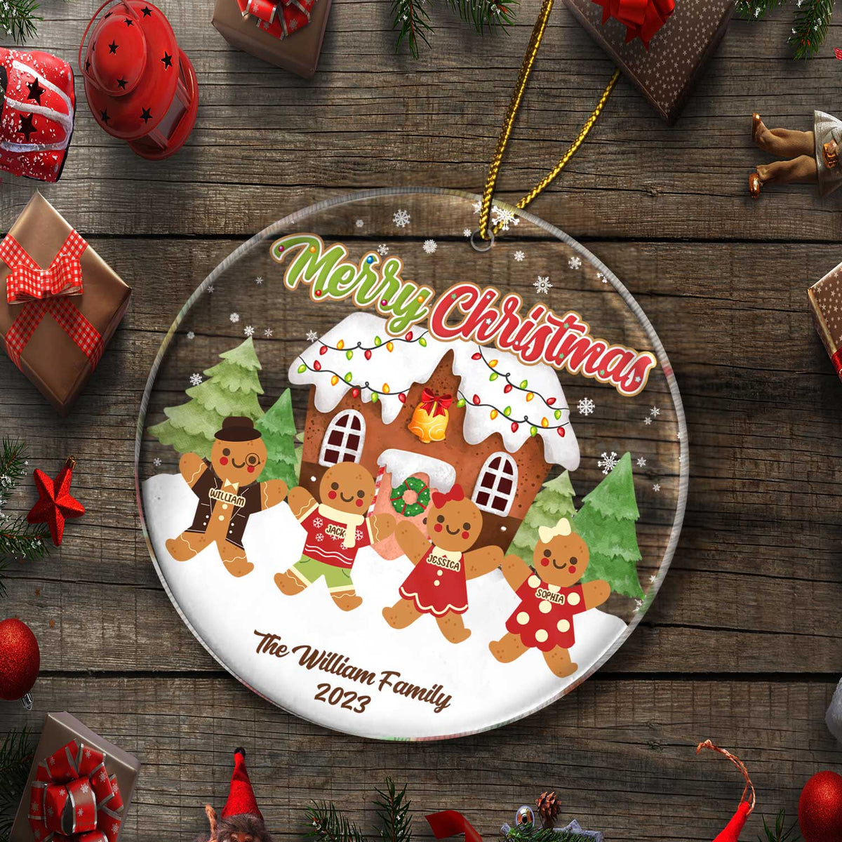 Gingerbread Cookies Family - Christmas Gift For Family - Personalized Circle Acrylic Ornament