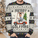 Gift For Yourself, Golf,Gift For Men - Custom Photo Funny Golf Lover Merry Golfmas - Personalized Unisex Ugly Sweater