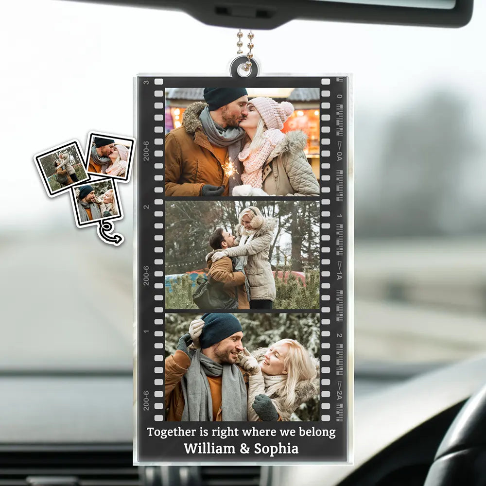 Gift For Couples, Gift For Husband, Gift For Wife, Gift For Boyfriend, Gift For Girlfriend, Family, Gift For Bestie - Custom Photo Couple Family Friends Camera Film Roll - Personalized Acrylic Car Hanger