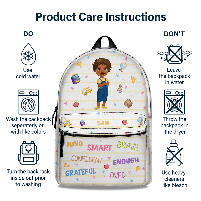 I'm Kind Smart Brave Confident - Gift For Kids, Back To School Gift - Personalized Canvas Backpack