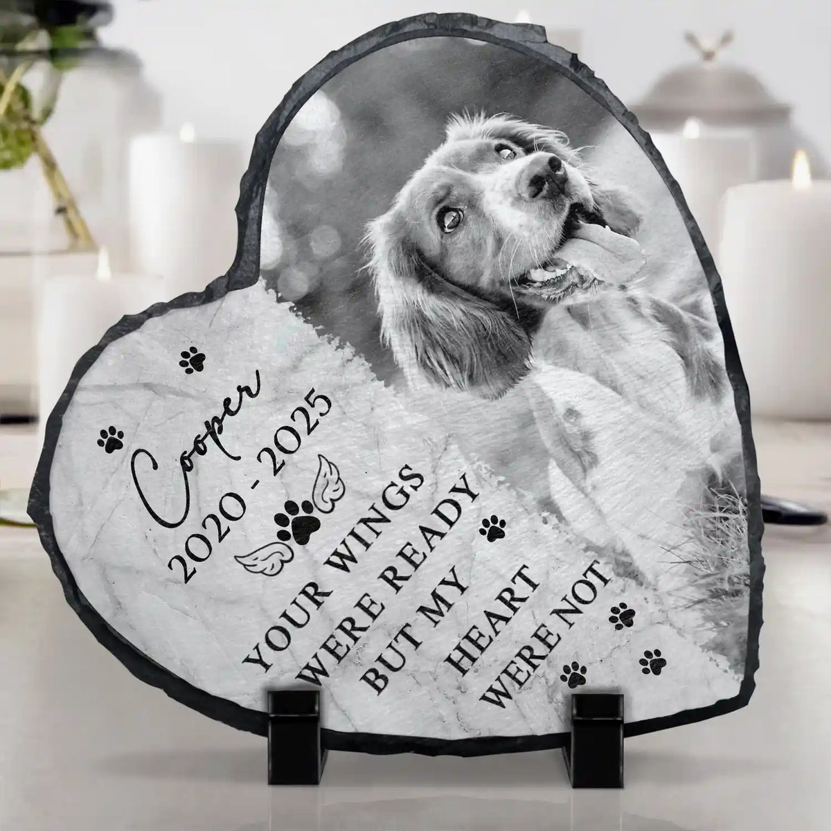 Memorial, Pet Lovers, Cat Lovers, Dog Lovers - Custom Photo Memorial Missed Beyond Words - Personalized Heart Memorial Garden Stone