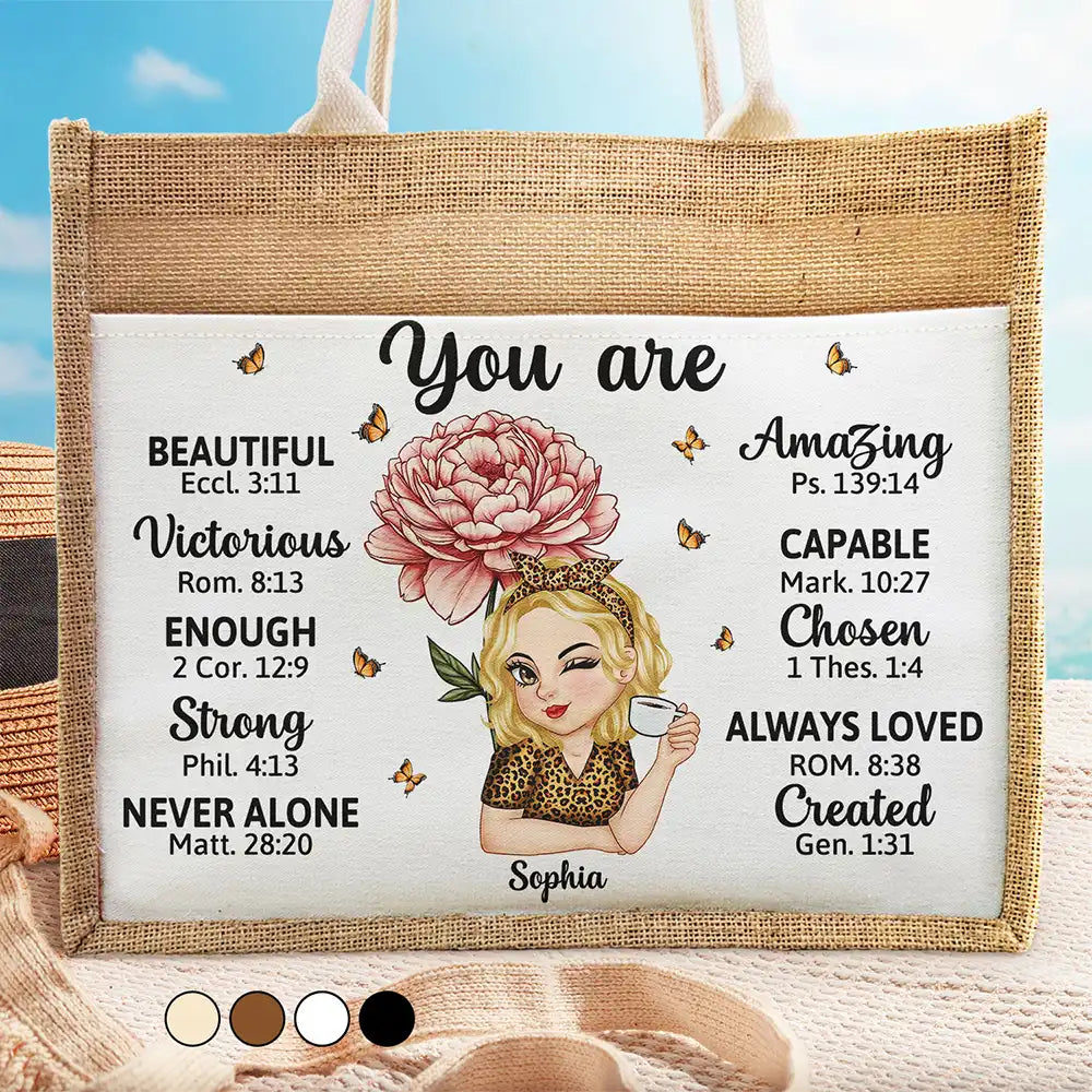 Birth Month Flowers You Are Beautiful Amazing - Personalized Jute Tote Bag
