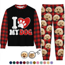 Pet Lovers, Dog Lovers, Cat Lovers - Custom Photo I Love My Dog Cat Pet - Personalized Unisex Pajamas Set