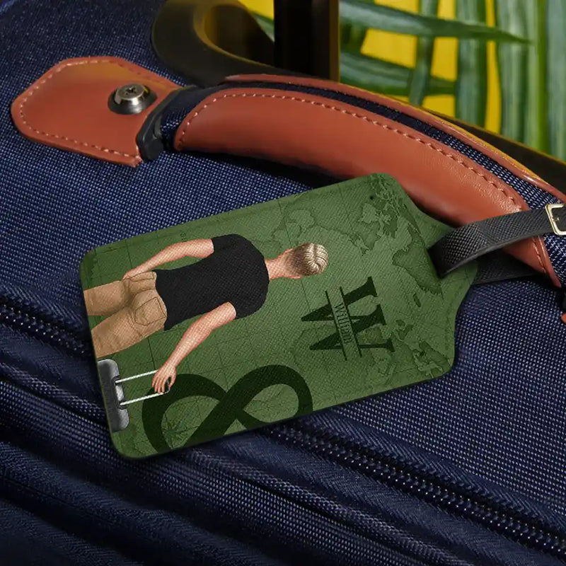 Gift For Couples,Gift For Husband,Gift For Wife,Gift For Boyfriend,Gift For Girlfriend,Travel,Happy - Monogram Travel Couple - Personalized Combo 2 Luggage Tags