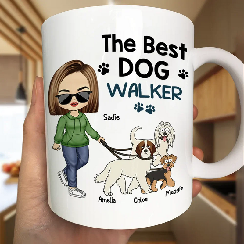 Dog Lovers,Dog Mom,Dog Dad,Gift For Yourself - The Best Dog Walker - Personalized Mug
