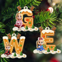 Christmas,Family,Gift For Kids,Happy - Gingerbread Letter Family Kids Keepsake - Personalized Custom Shaped Acrylic Ornament