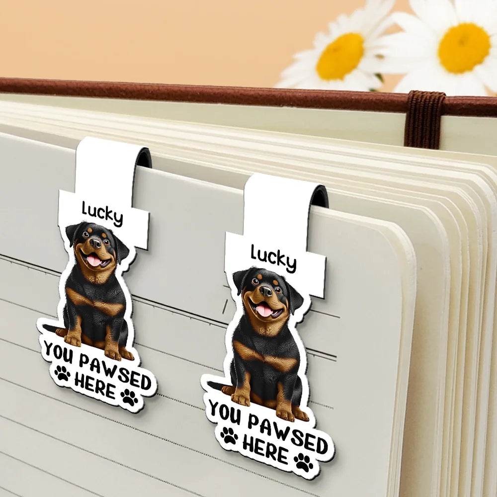 Reading,Gift For Yourself,Gift For Women,Happy,Pet Lovers - Pet Lovers You Pawsed Here - Personalized Custom Shaped Magnetic Bookmark Clip