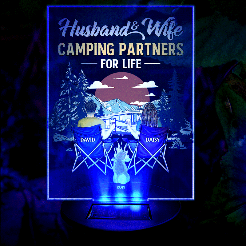 Gift For Couples, Camping, Campsite - Making Memories One Campsite At A Time Camping Couple - Personalized Solar Light