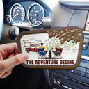 Camping, Campsite - Camping Couple The Adventure Begins - Personalized Custom Shaped Car Visor Clip