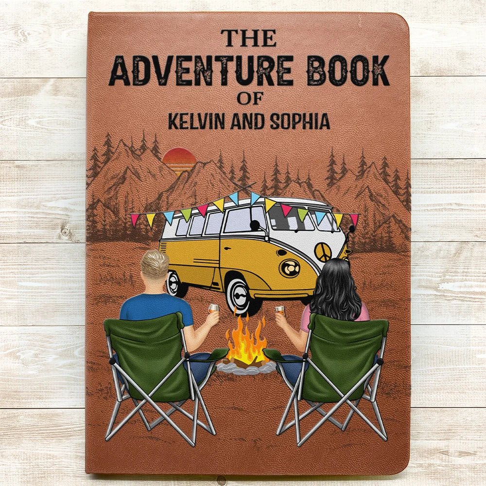 Campsite, Camping - The Adventure Book Couple Camping - Personalized Leather Journal