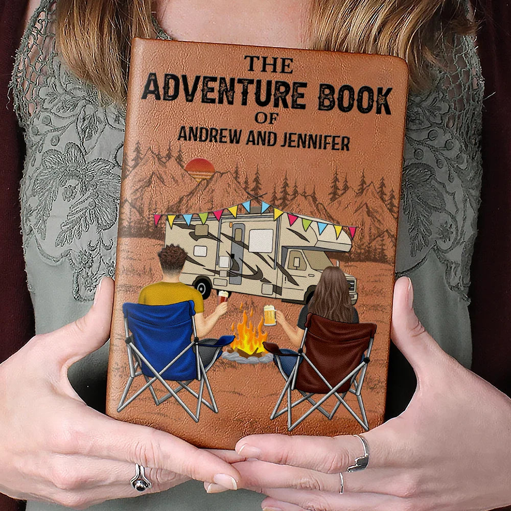 Campsite, Camping - The Adventure Book Couple Camping - Personalized Leather Journal