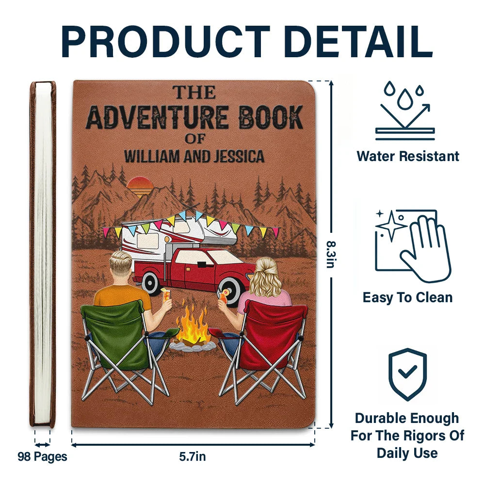 Campsite, Camping - The Adventure Book Couple Camping - Personalized Leather Journal
