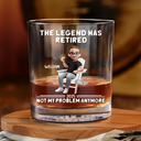 Retirement,Parents,Gift For Grandparents,Funny - Retired Not My Problem Anymore 3D Effect - Personalized Whiskey Glass